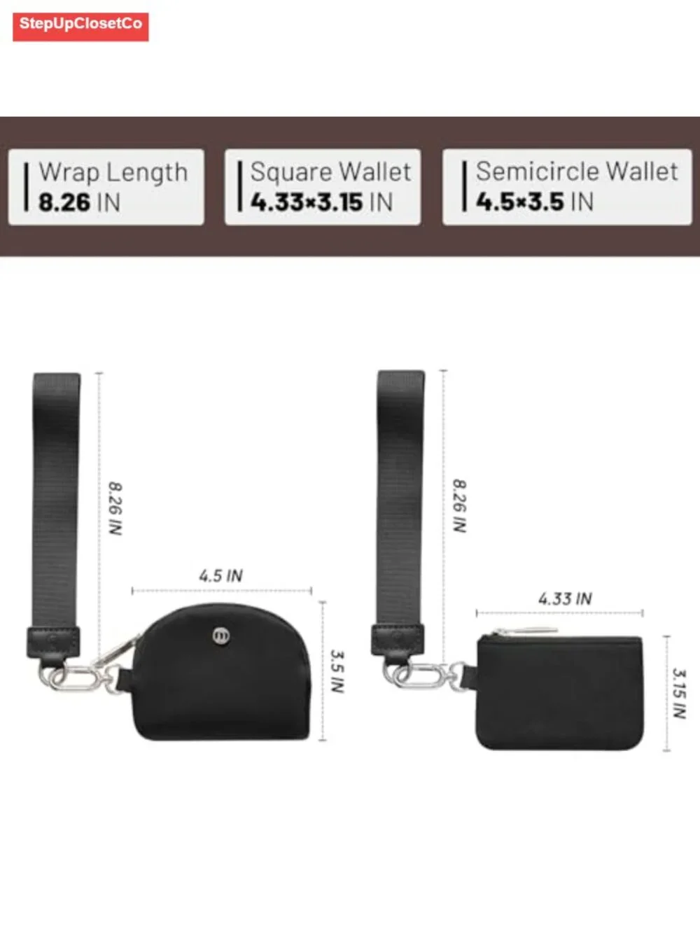 Mini Zip Around Wristlet Wallet Women Detachable Dual Pouch Coin Purse Nylon